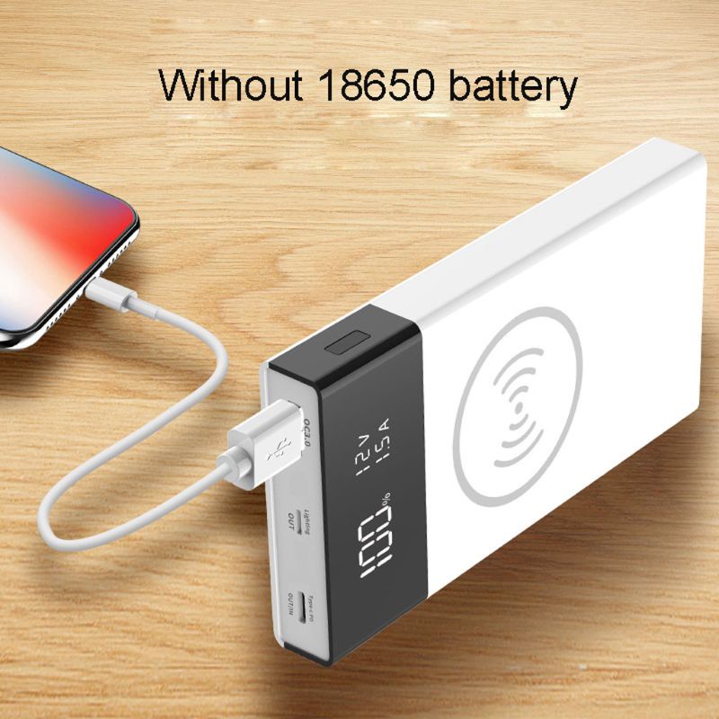 Hộp Sạc Nhanh Không Dây Qi QC3.0 USB Type C PD 6x 18650 Cho Điện Thoại Di Động
