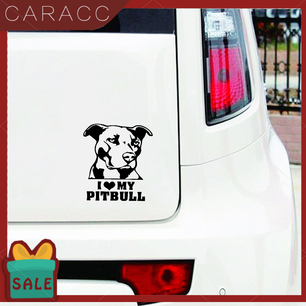 Bộ 5 Sticker Chữ I Love My Pitbull Dán Trang Trí Xe Hơi