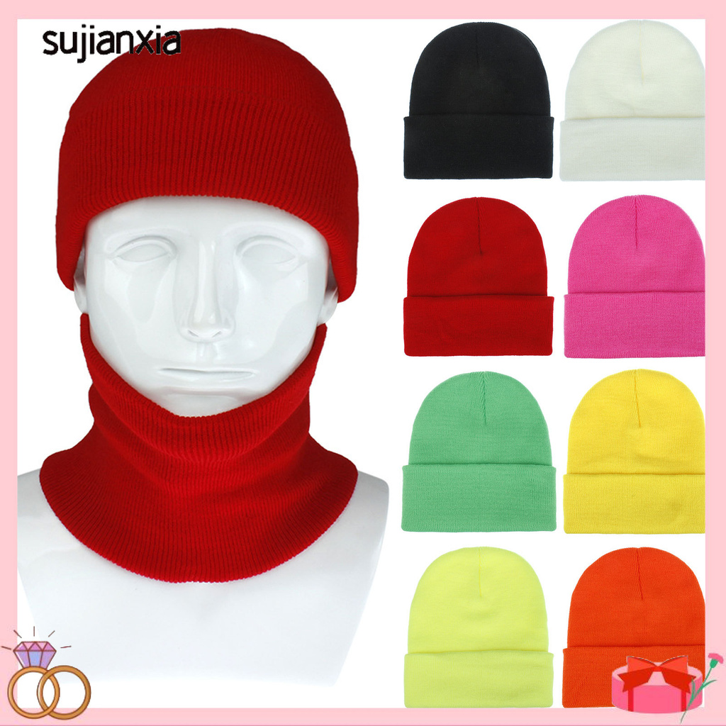 Set 2 Mũ beanie Kèm Khăn Choàng Cổ Giữ Ấm Mùa Đông Cho Nam Và Nữ