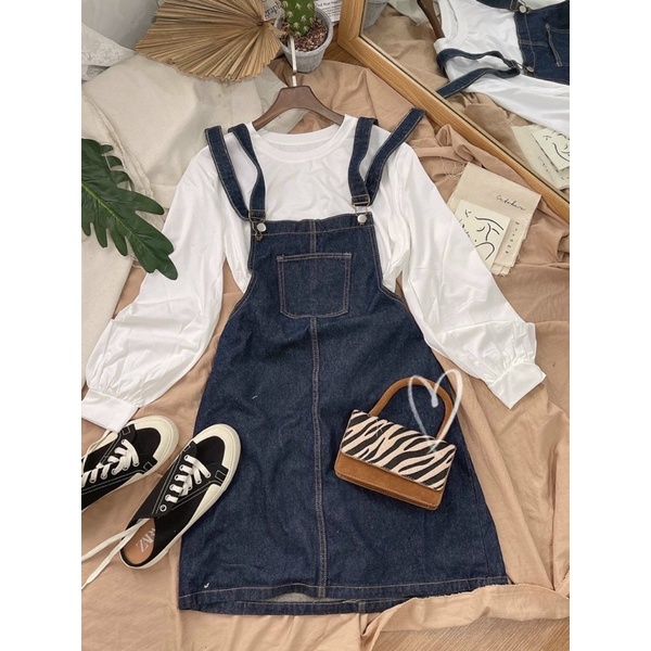 Yếm Jean Váy Form Rộng Ulzzang Dáng Suông