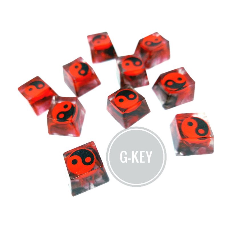 Keycap Ying yang đen đỏ hòa hợp trang trí bàn phím cơ