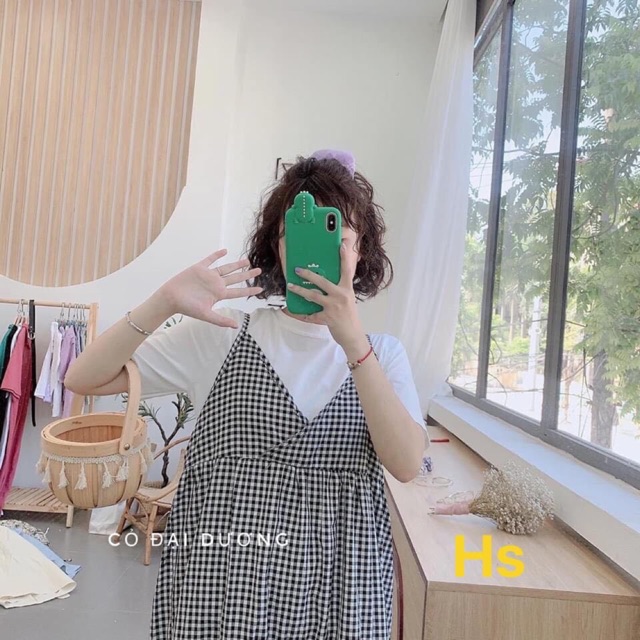 Váy baby don kẻ+ áo trắng trơn HSU1 | BigBuy360 - bigbuy360.vn