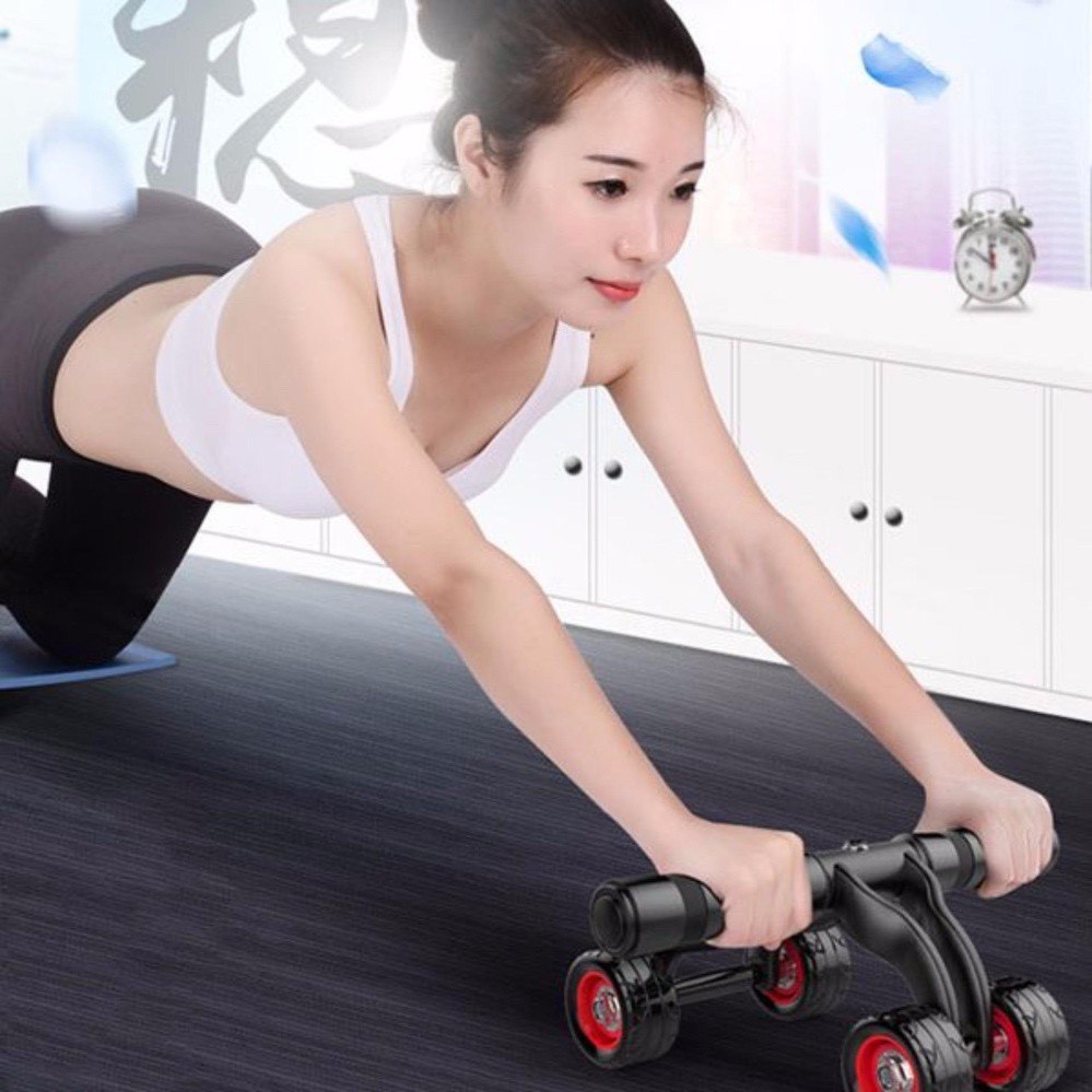[FREESHIP] Con lăn 4 bánh tập cơ bụng chất liệu cao cấp hàng mới sản xuất tặng tấm thảm lót chân.