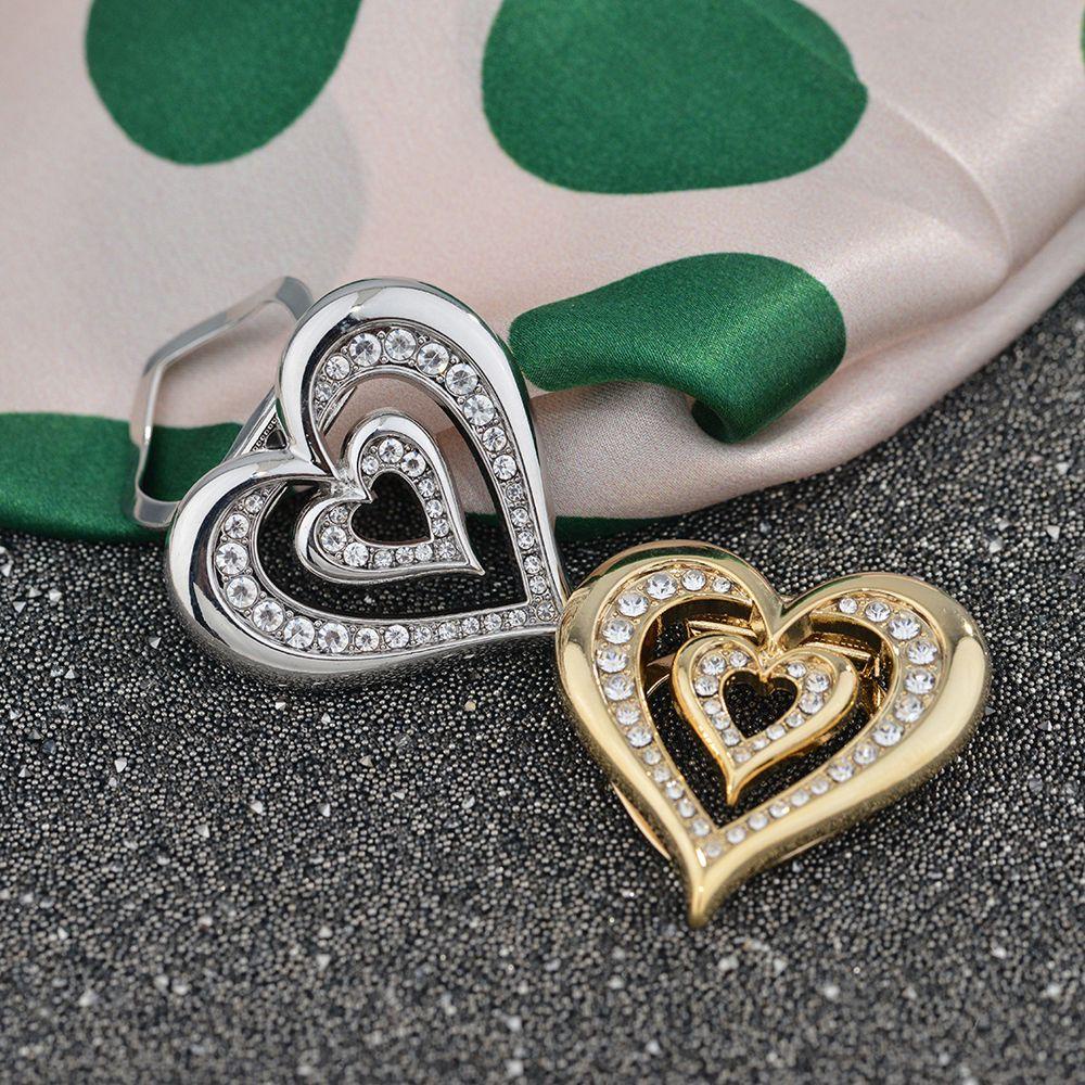 Ghim Cài Khăn Choàng Lụa Họa Tiết Hình Học Ngọt Ngào Cho Nữ|Khóa Cài Khăn Quàng Cổ Hình Trái Tim Xinh Xắn