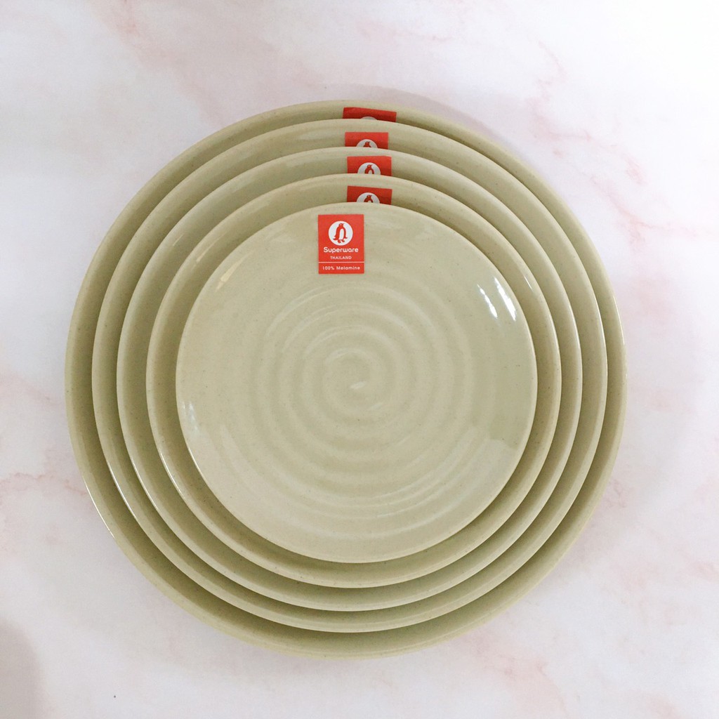 Đĩa Vuông - Tròn Có Vân SUPERWARE Nhựa Phíp 100% Melamine Nâu Đá - Stone