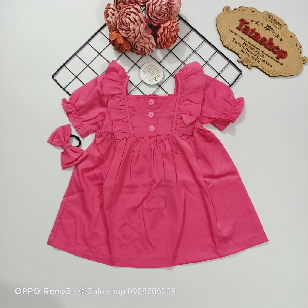 Váy bé gái bèo dáng baby doll vải lụa đũi mềm 11 đến 40 ký 002