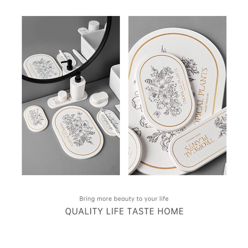 Tấm Lót Xà Phòng Diatom Tự Nhiên Thấm Hút Nước Chống Bỏng Tiện Dụng