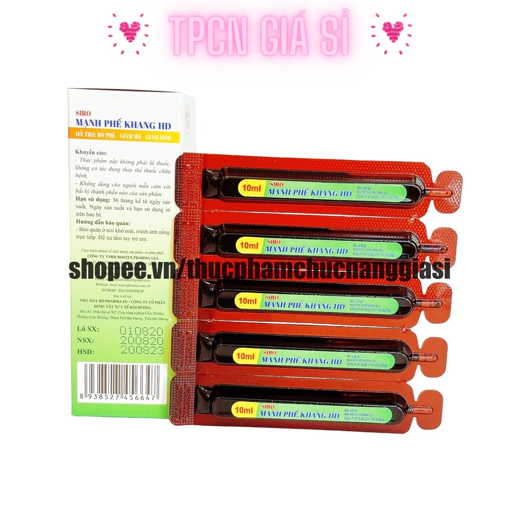 Siro ho MẠNH PHẾ KHANG gúp bổ phế, giảm tăng tiết đờm, giảm ho – Hộp 10 ống