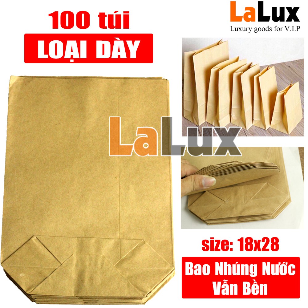 100 Túi Giấy Kraft Loại Dày 18x28 - Túi Giấy Vận Chuyển - Đựng Hàng - Gói Quà