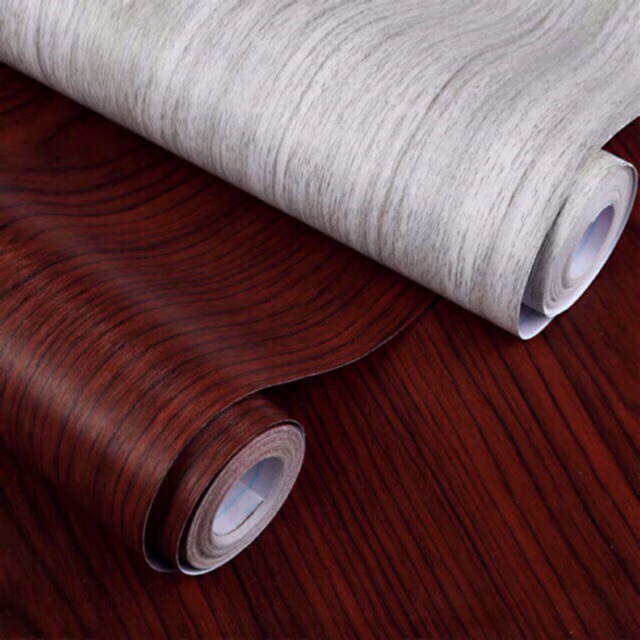 Combo 10m giấy dán tường giả vân gỗ màu , sẵn keo dán , khổ rộng 45cm