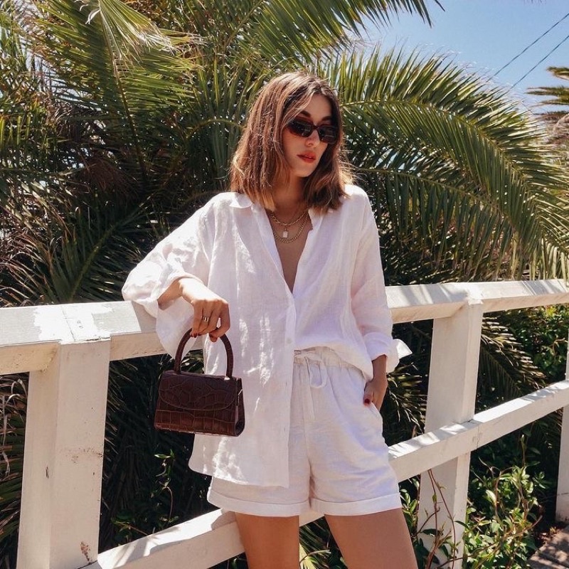 Set Áo sơ mi form rộng và Quần short  Linen