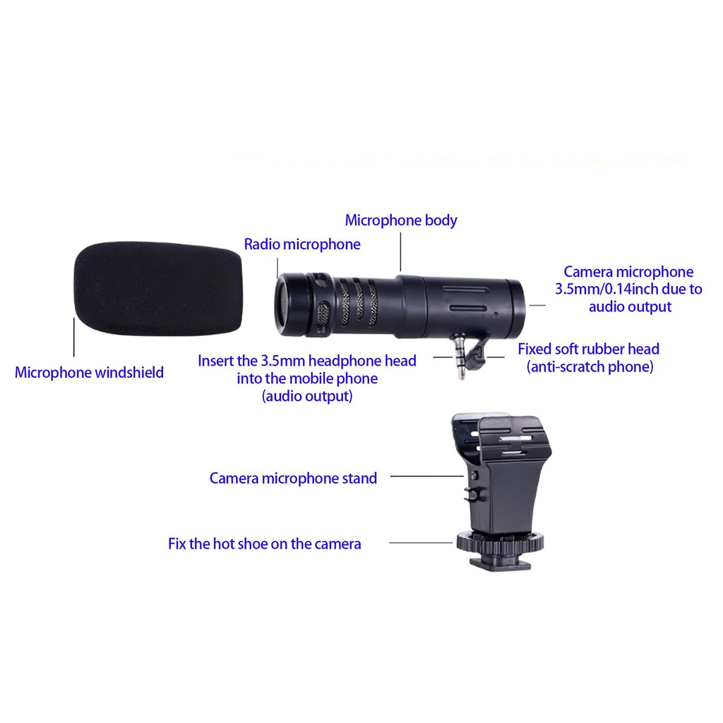 MIC-06 Camera Microphone 3 5mm/0 14inch Video Microphone 0 5mA Interview Microphone Efficient Portable Microphone ELEN