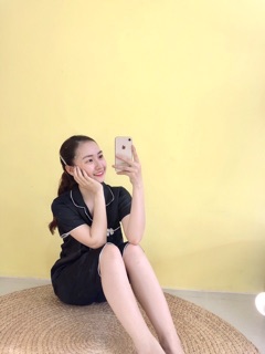 ( Freesize Lụa ) Đồ Bộ Pijama Lụa Nơ - Tay Ngắn Quần Lửng