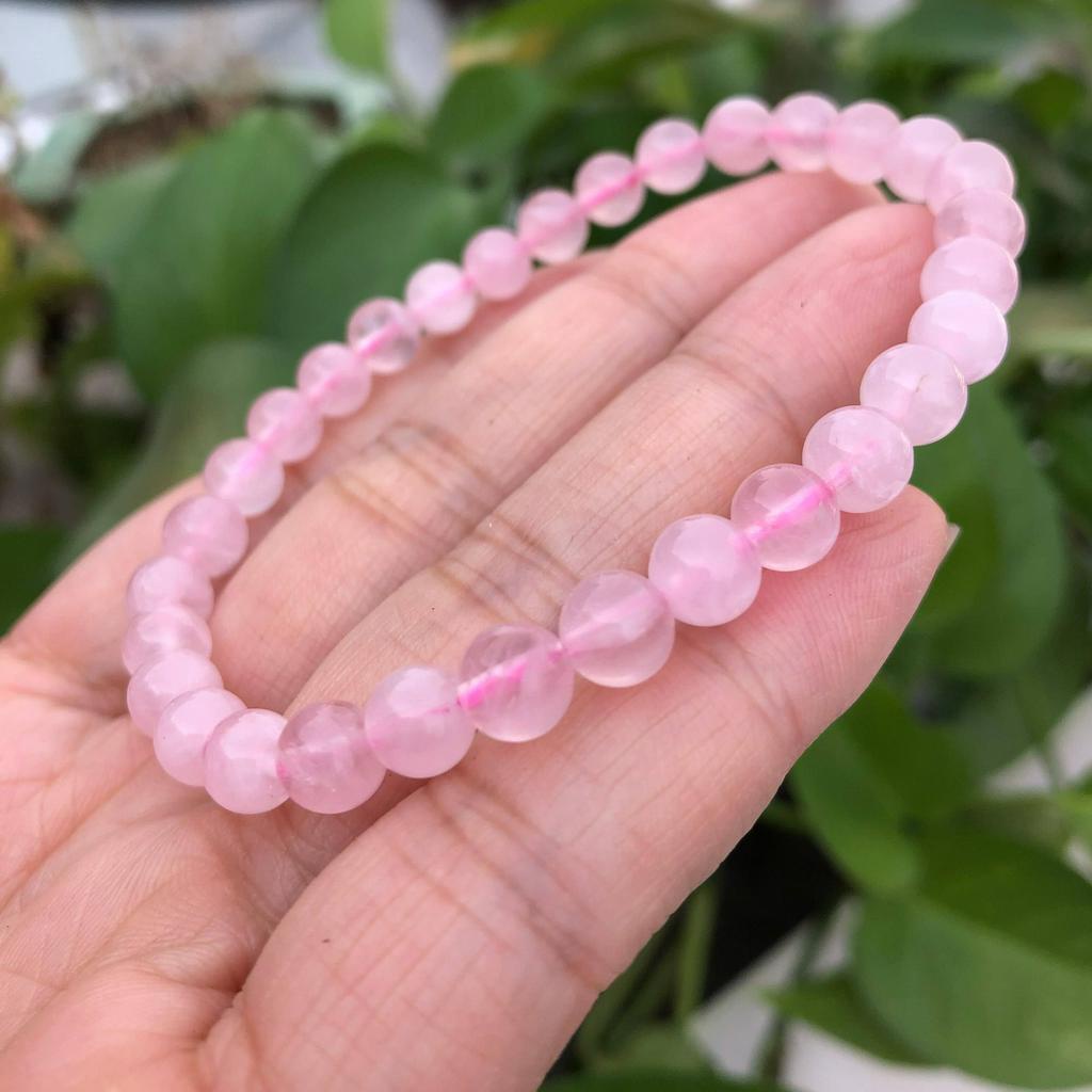 Vòng Tay Chuỗi Hạt Đá Quý Màu Hồng Tự Nhiên