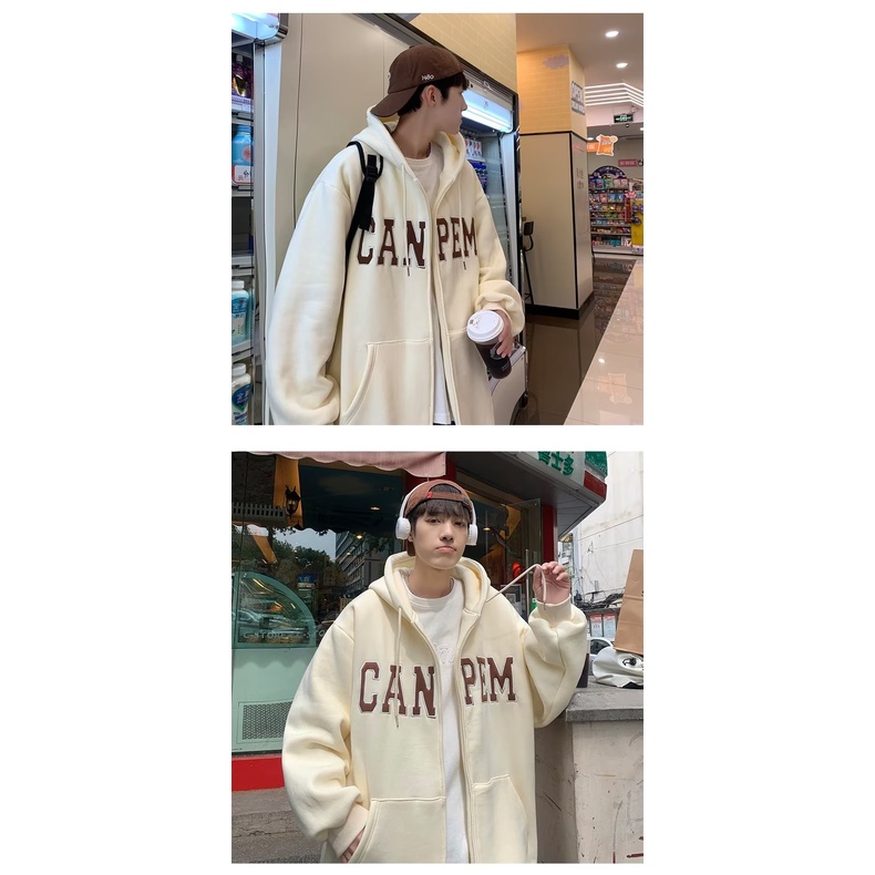 【Ba màu】áo khoác hoodie zip thời trang hàn quốc áo hoodie nam nữ harajuku simple áo hoodie form rộng