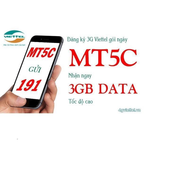 SIM 4G VIETTEL GÓI MT5C có 90GB/tháng 3GB 1 ngày chỉ với 5.000 đồng