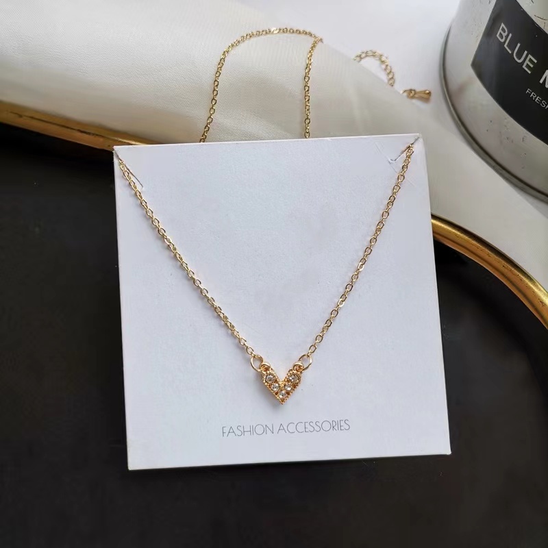 Vòng cổ Mặt Trái Tim Đính Đá Màu Sắc Thời Trang Hàn Quốc Cho Nữ