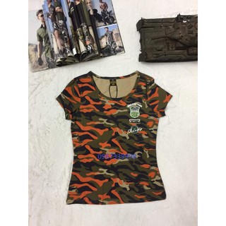 Áo thun nữ rằn ri lính nữ đông army d18