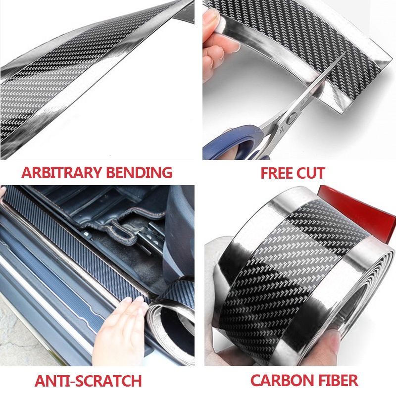 Sticker Sợi carbon 3D 5x100cm Dán Bảo Vệ Cạnh Cửa Xe Hơi