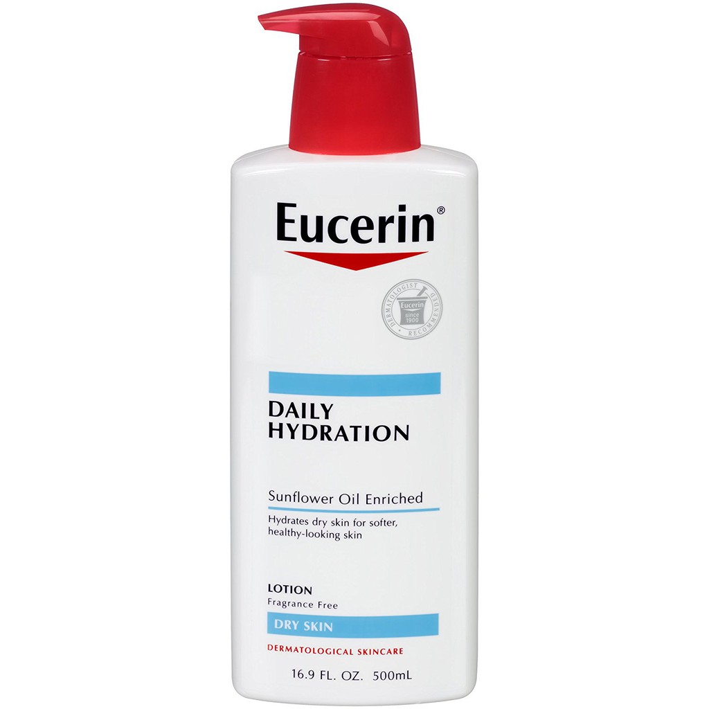 Dưỡng thể không mùi Eucerin Daily Hydration Moisturizing Lotion Fragrance Free 500ml (Mỹ)