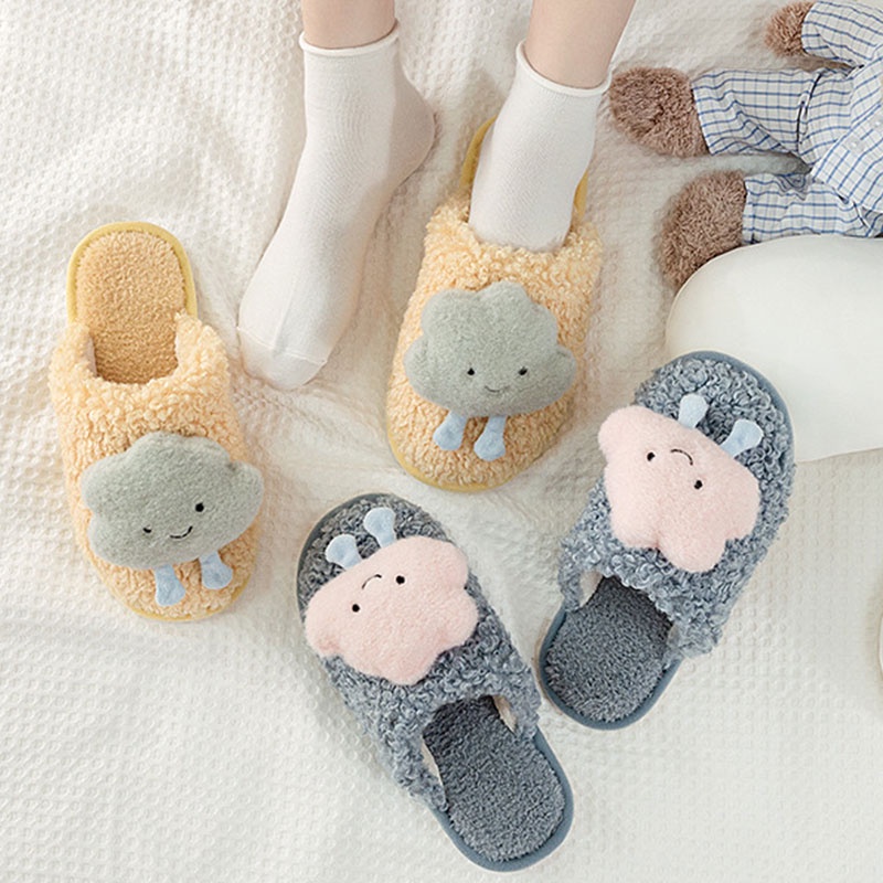 Dép bông RENBEN từ cotton phối đám mây dễ thương thời trang thu đông cho nữ