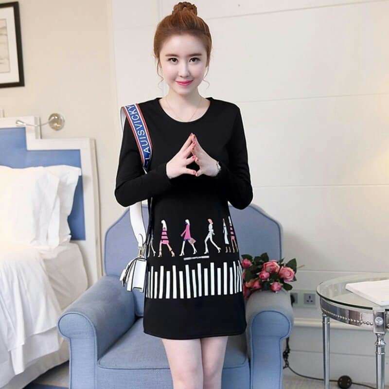 Đầm bầu váy suông tay dài có túi