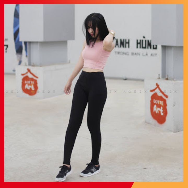 Quần legging hàn nâng mông ⚡️HÀNG LOẠI ĐẸP ⚡️Quần bó cạp cao chất vải dày dặn siêu mềm mịn | BigBuy360 - bigbuy360.vn