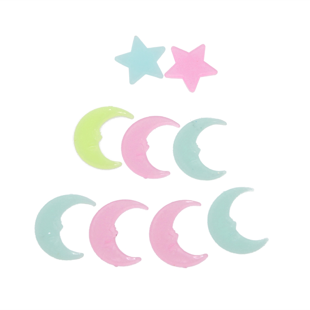 Bộ 100 miếng dán tường hình ngôi sao và mặt trăng 3D phản quang