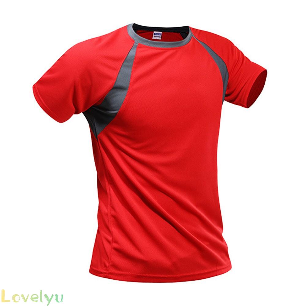 【LOVELYU】Men Breathable T-Shirt Quick Dry Athletic Wicking Cool Running Gym Sports Tops 100% brand new and high quality【Good Quality】
