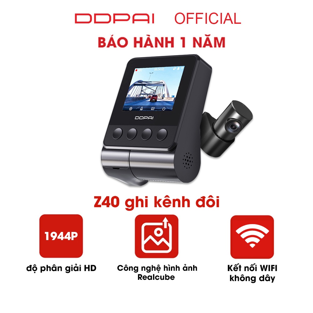 Camera hành trình DDPai Z40 / Màn hình LCD kép 2.4 inch 1944P / Cam sau / Chế độ đỗ xe 24h / Hỗ trợ thẻ nhớ 128Gb