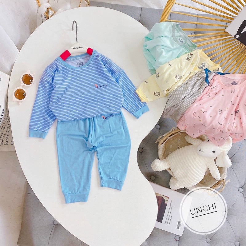 Bộ Unchi dài tay Chất Cotton Gỗ Sồi Cao Cấp Thấm Hút Cho Bé