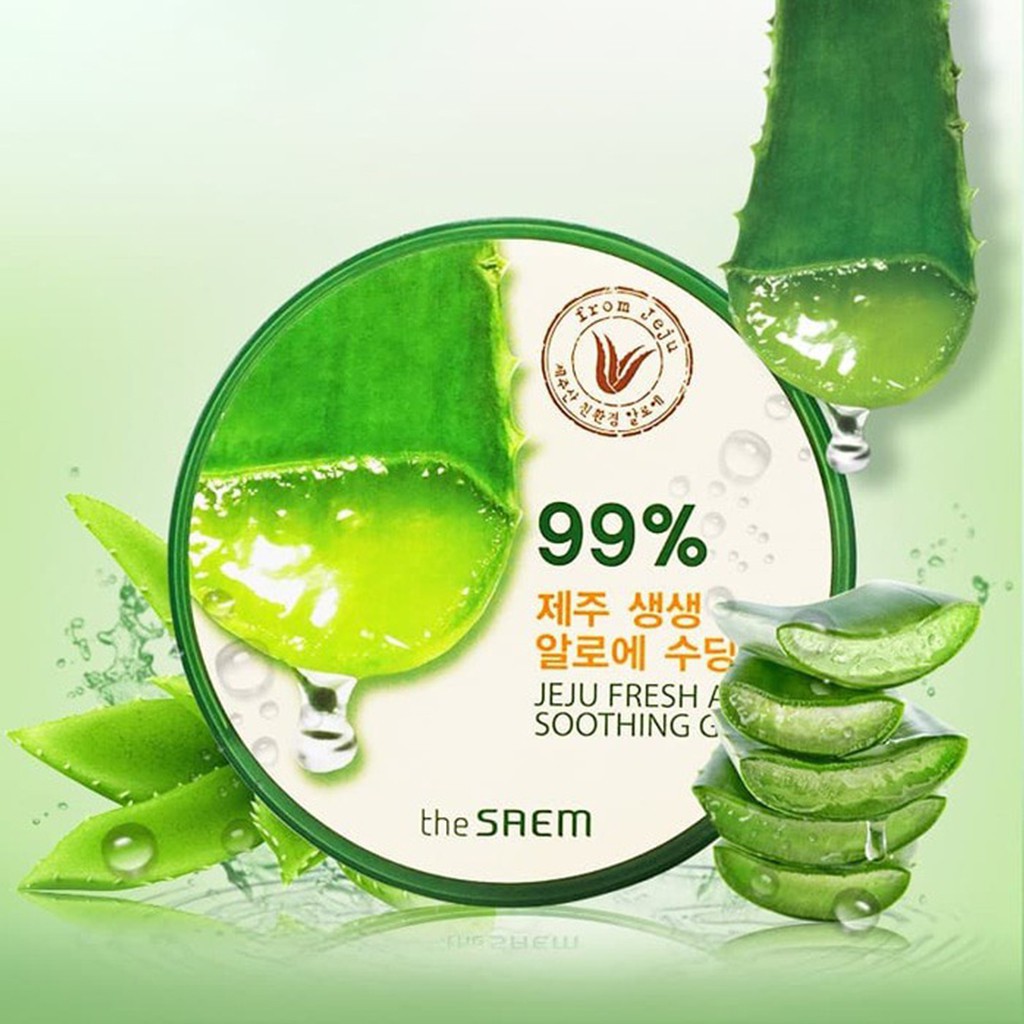 Gel Dưỡng Da Ngăn Ngừa Lão Hóa Chiết Xuất Từ Nha Đam The Saem  Jeju Fresh Aloe Soothing Gel 99% 300ml