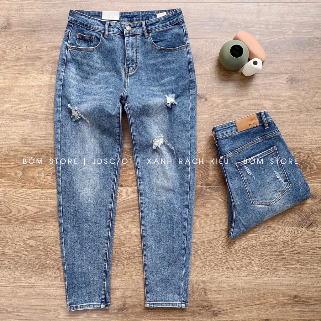 Quần Jean Dài Nam Siêu Cấp Xanh Rách Kiểu Mã BEACON DENIM Form Slim Fit JDSC701