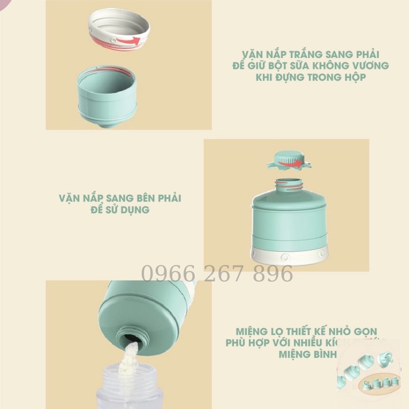 Hộp chia sữa, đồ ăn 3 ngăn cao cấp Misuta [Thuận tiện mang sữa bột khi cho bé đi chơi]
