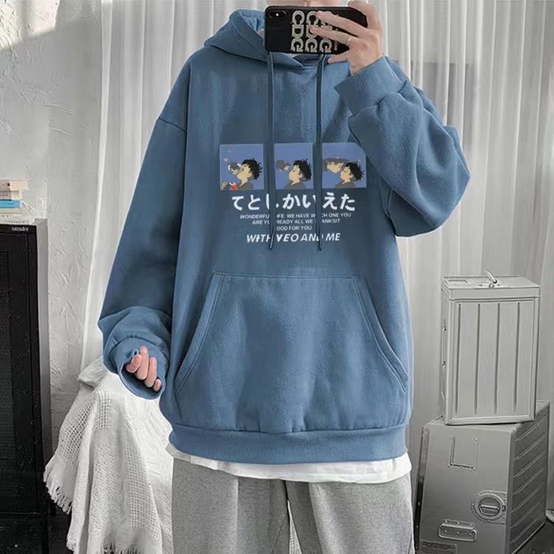 Áo hoodie tay dài in họa tiết anime thời trang thu đông cho nam