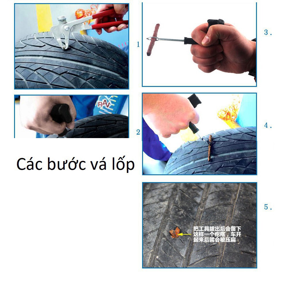 [GIÁ SIÊU RẺ] Bộ vá lốp không săm xe máy ô tô đa năng 6 chi tiết, Bộ dụng cụ vá lốp, Bộ dụng cụ vá xe-SANTA SHOP