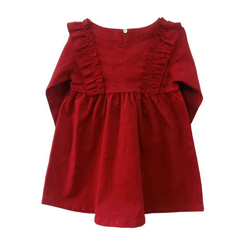 Đầm Kaki Phối Bèo Trẻ Em