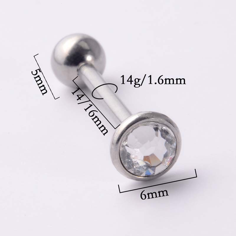 1 Khuyên xỏ lưỡi bằng thép không gỉ đính đá phong cách thời trang cá tính