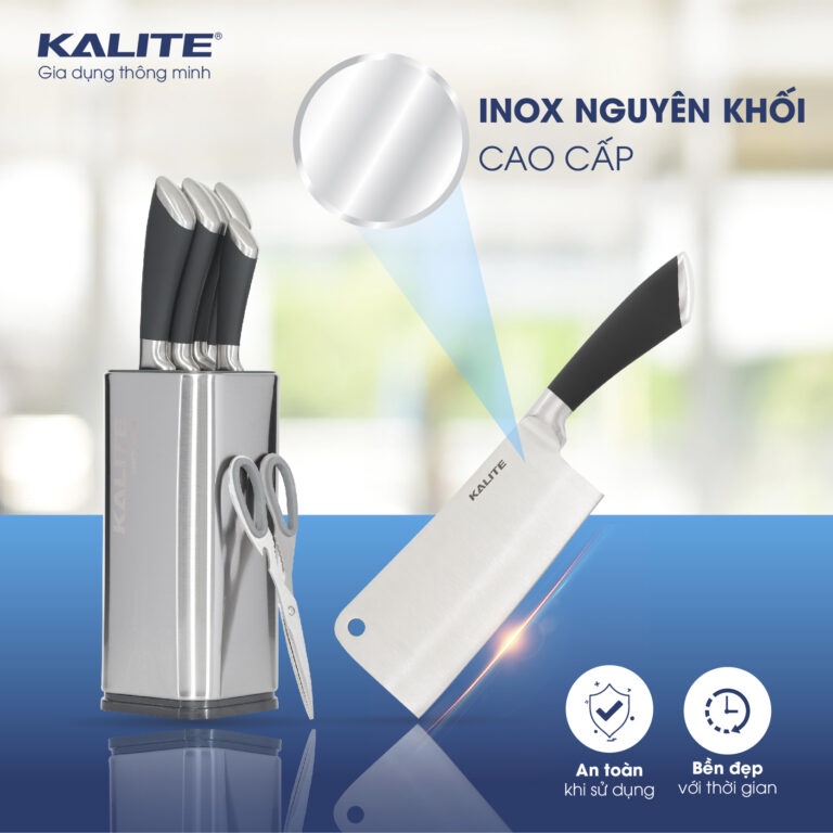 Bộ dao kéo Kalite KL-191 cao cấp bằng inox có kèm đế đựng - Gia dụng Én 79