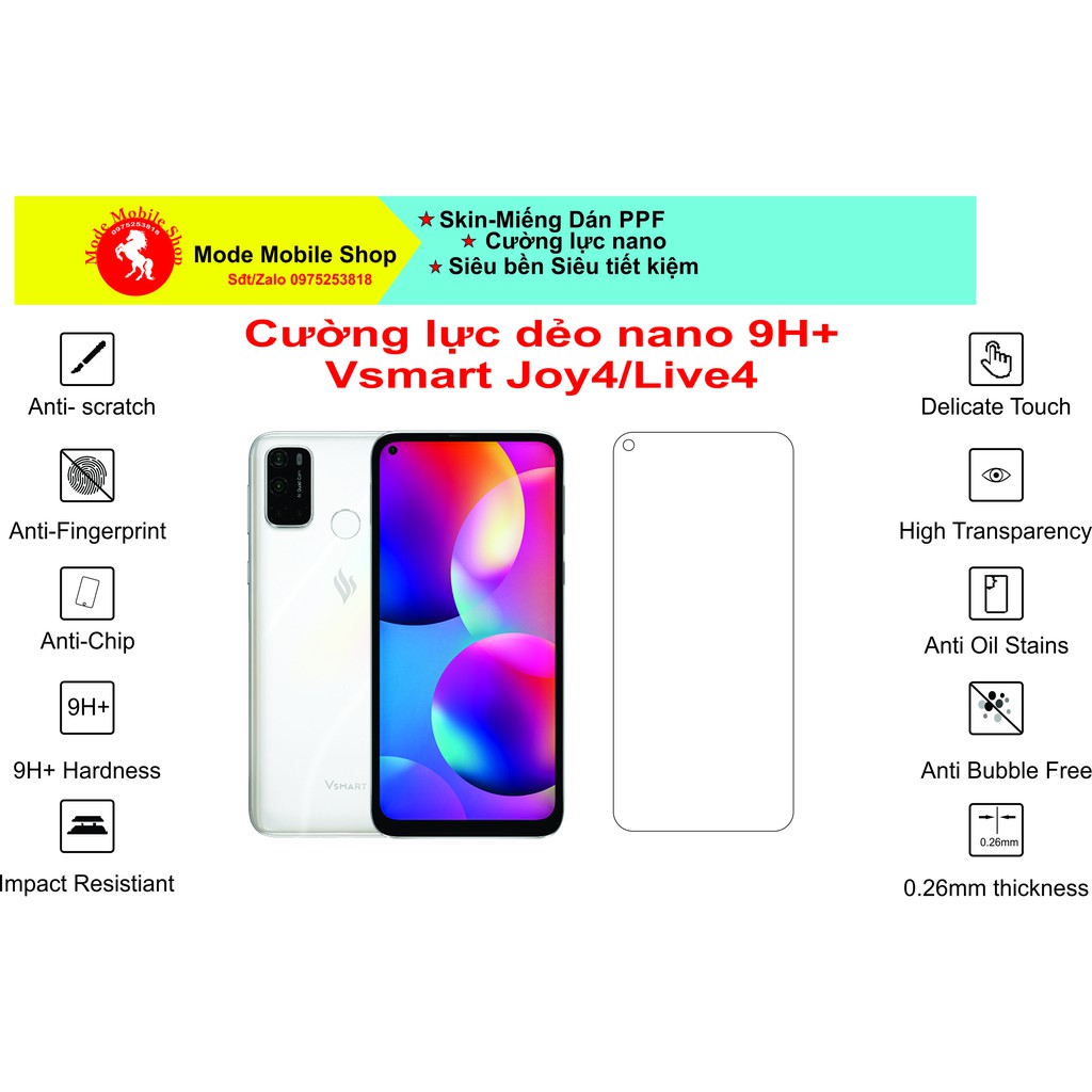 Kính cường lực dẻo phủ nano 9H+ Vsmart Joy4/ live 4