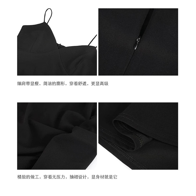 Váy 2 dây body đen nhún eo sexy chất liệu mềm mại | BigBuy360 - bigbuy360.vn