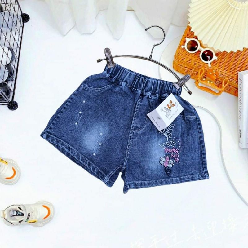 Quần Short Jeans bé gái 20_35kg,quần đùi jeans Hoạ Tiết Sành Điệu