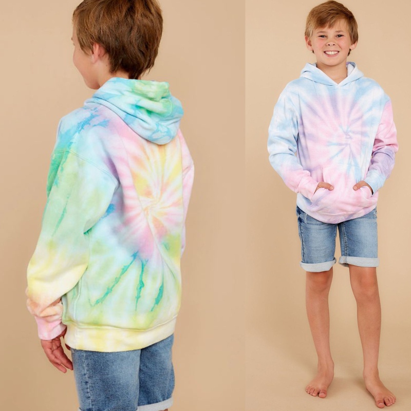 Áo Hoodie Nhuộm Màu Nhuộm Loang Tay Dài Dáng Rộng Thời Trang Xuân Thu Cho Bé