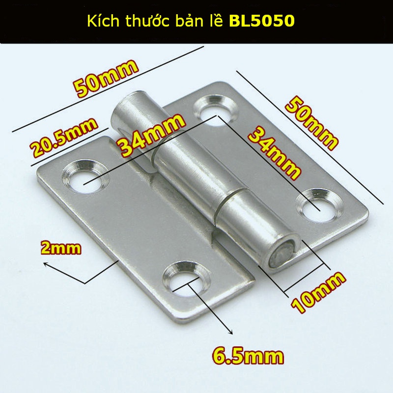 Bản lề tủ điện inox 304 kích thước 50x50, dày 2mm - BL5050