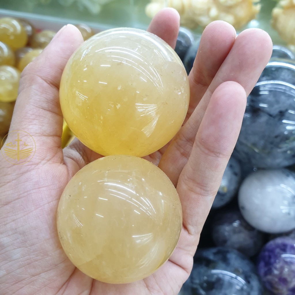 Bi cầu đá Canxit Vàng, Trắng