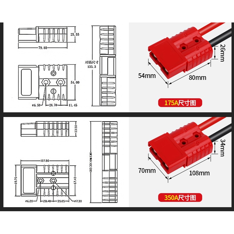 Giắc cắm với dây điện kết nối ắc quy xe nâng điện
