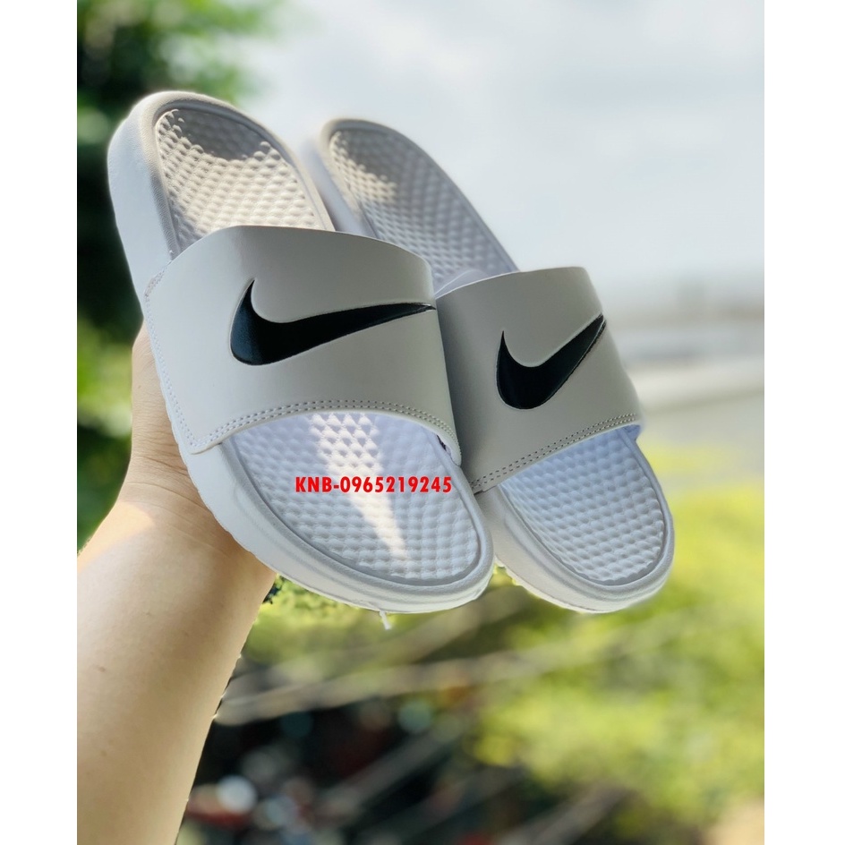 ♥️ Sale sốc+Ảnh Thật ♥️ dép nike quai ngang nam nữ, dép quai ngang thể thao nam nữ 𝐍𝐈𝐊𝐄-𝐁𝐞𝐧𝐚𝐬𝐬𝐢 màu trắng quai trắng