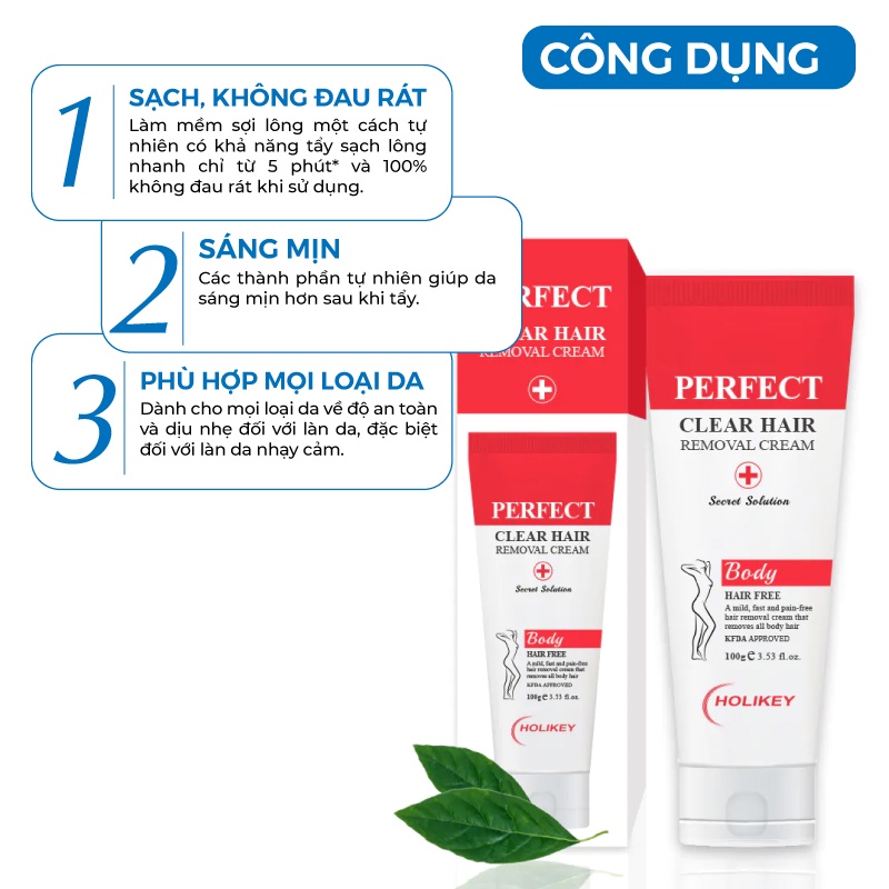 Kem tẩy lông - Tẩy lông Holikey Perfect Clear Hair Removal Cream Hàn Quốc 100ml