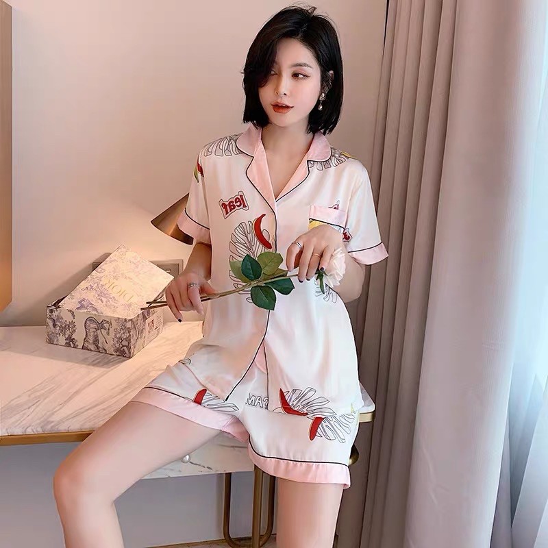 Bộ đồ pijama lụa cộc tay cao cấp ❣️đồ bộ mặc nhà (tơ lụa Quảng Châu) | BigBuy360 - bigbuy360.vn