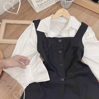Set yếm đen + đầm trắng